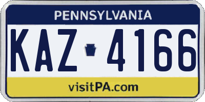 PA license plate KAZ4166