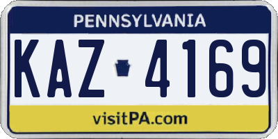 PA license plate KAZ4169