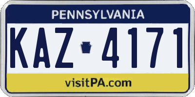 PA license plate KAZ4171
