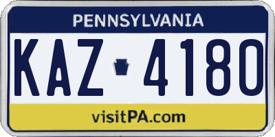 PA license plate KAZ4180