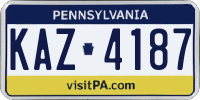PA license plate KAZ4187