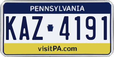 PA license plate KAZ4191