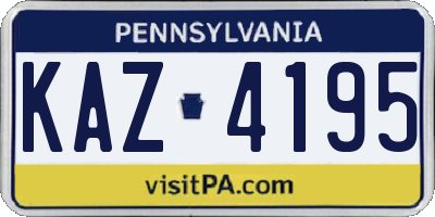 PA license plate KAZ4195