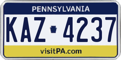 PA license plate KAZ4237