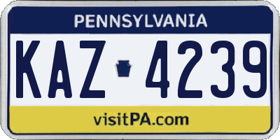 PA license plate KAZ4239