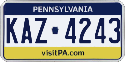 PA license plate KAZ4243