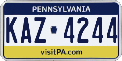 PA license plate KAZ4244