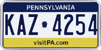 PA license plate KAZ4254