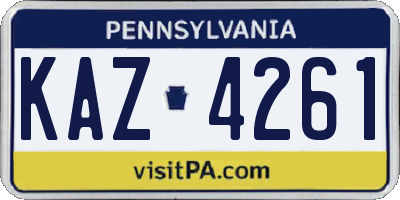 PA license plate KAZ4261