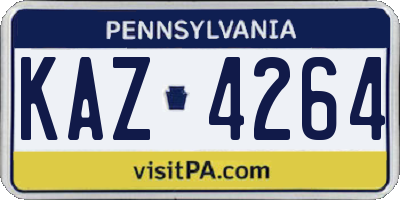 PA license plate KAZ4264