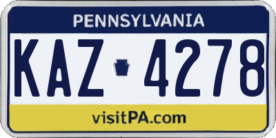 PA license plate KAZ4278