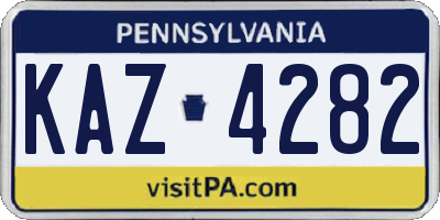 PA license plate KAZ4282