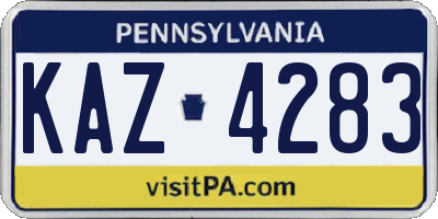 PA license plate KAZ4283