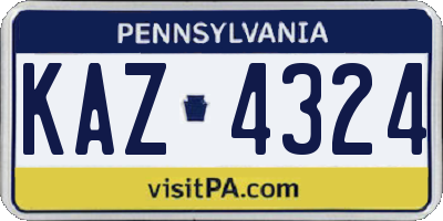 PA license plate KAZ4324