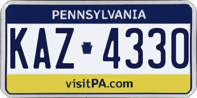 PA license plate KAZ4330