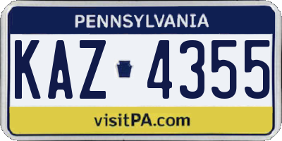 PA license plate KAZ4355