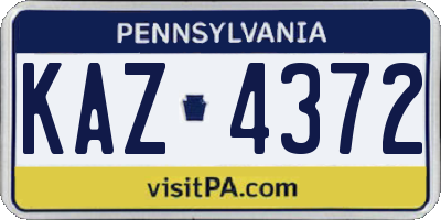 PA license plate KAZ4372