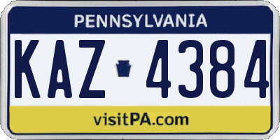 PA license plate KAZ4384