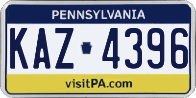 PA license plate KAZ4396