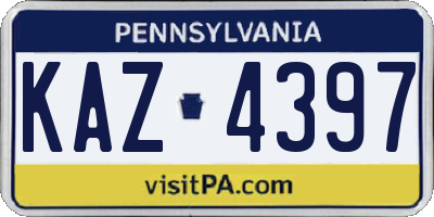 PA license plate KAZ4397
