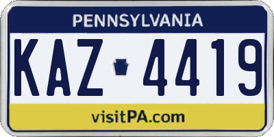 PA license plate KAZ4419