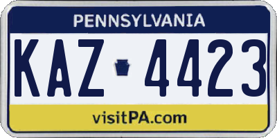PA license plate KAZ4423