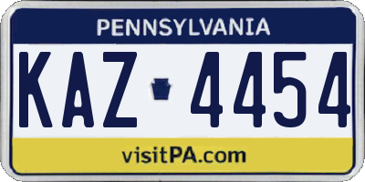 PA license plate KAZ4454
