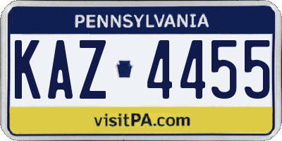 PA license plate KAZ4455