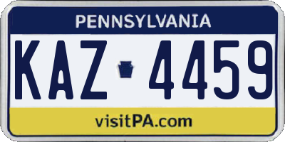 PA license plate KAZ4459