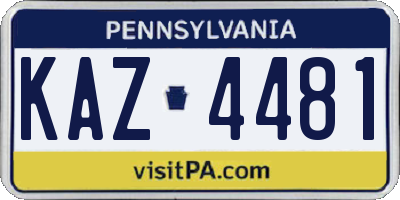 PA license plate KAZ4481