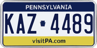 PA license plate KAZ4489
