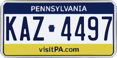 PA license plate KAZ4497