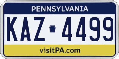 PA license plate KAZ4499