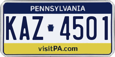 PA license plate KAZ4501