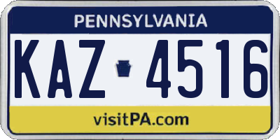 PA license plate KAZ4516