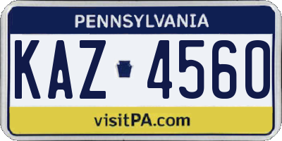 PA license plate KAZ4560