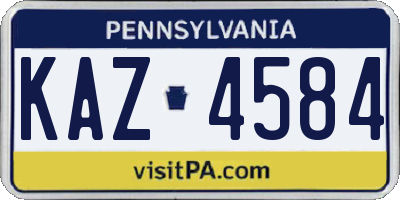 PA license plate KAZ4584