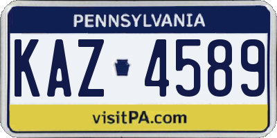 PA license plate KAZ4589