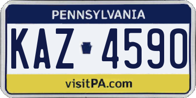 PA license plate KAZ4590