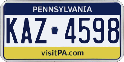 PA license plate KAZ4598