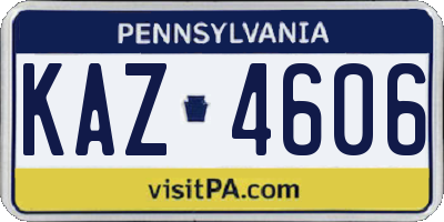 PA license plate KAZ4606