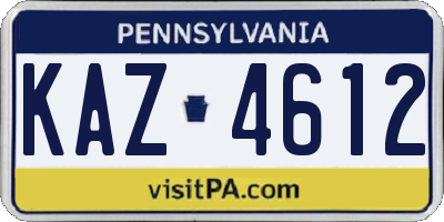PA license plate KAZ4612
