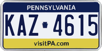 PA license plate KAZ4615