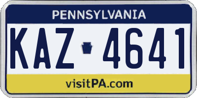 PA license plate KAZ4641