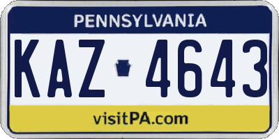 PA license plate KAZ4643