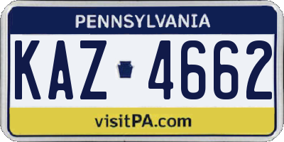 PA license plate KAZ4662