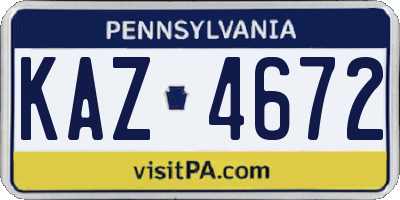 PA license plate KAZ4672