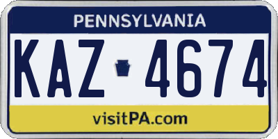 PA license plate KAZ4674