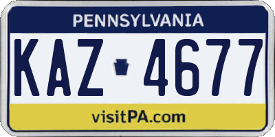 PA license plate KAZ4677