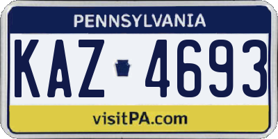 PA license plate KAZ4693